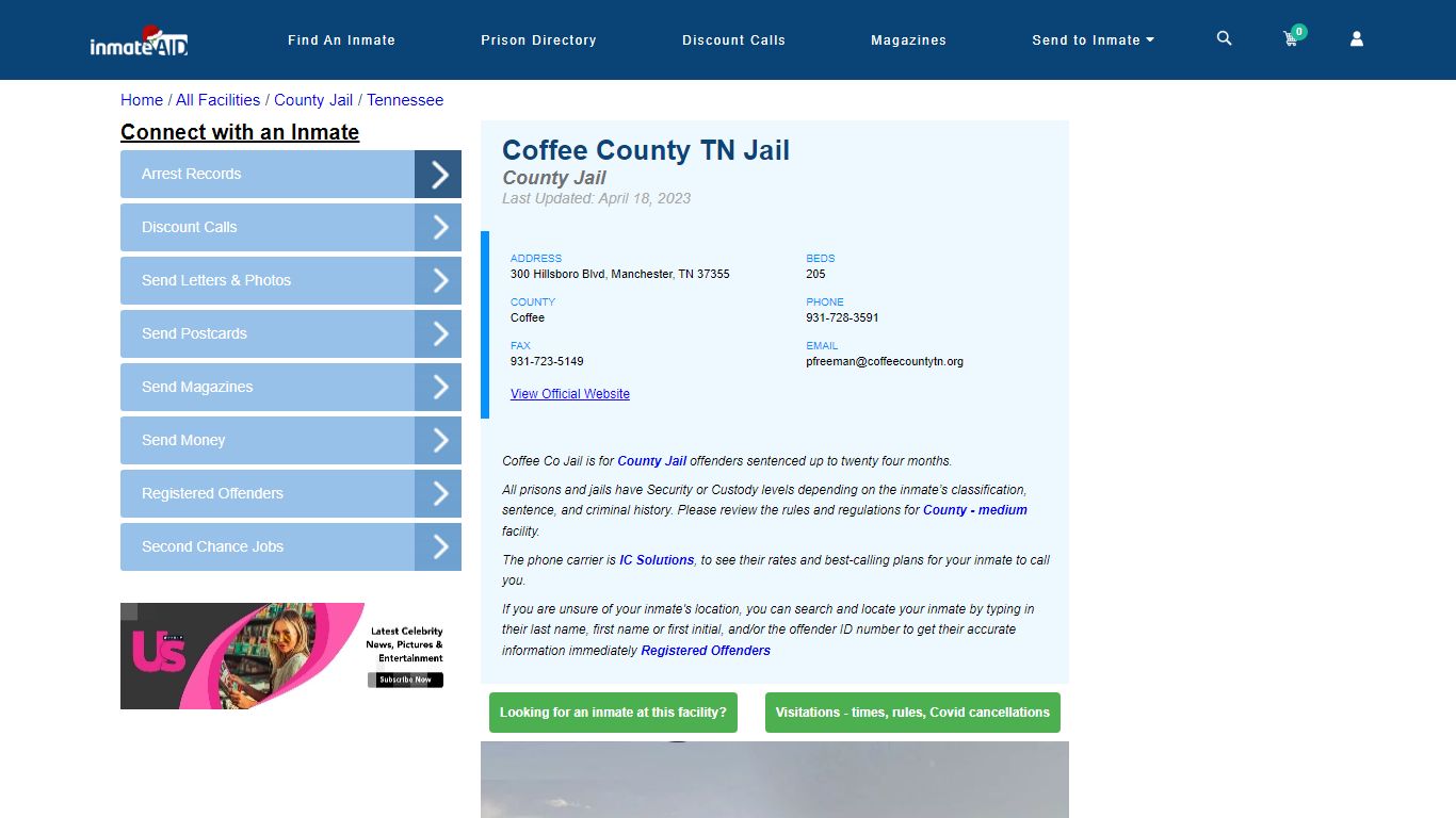 Coffee County TN Jail - Inmate Locator - Manchester, TN